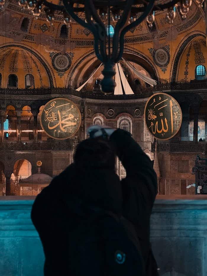 pexels photo 30791046 A photographer captures the stunning interior of the Hagia Sophia, showcasing its intricate Islamic and Byzantine architecture.